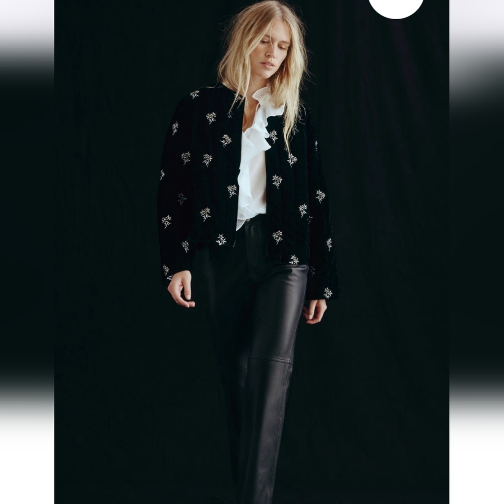 H&M Embroidered Velvet Jacket